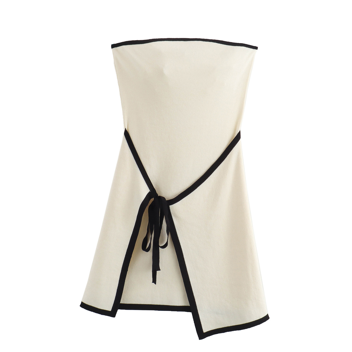 2025 Summer New Street Style Color-Block Lace-Up Knitted Tube Top Dress Apron