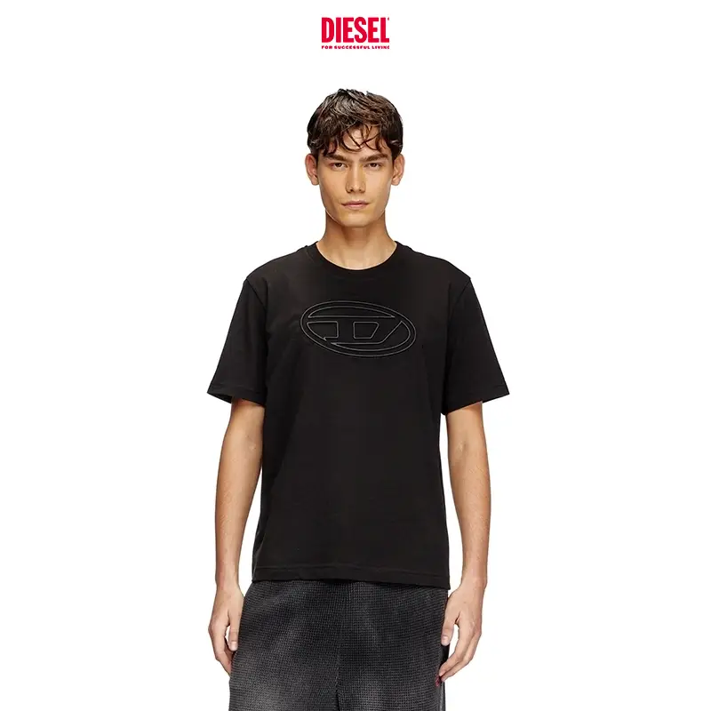 Diesel Same Style for Men and Women Neutral 25 Spring and Summer Oval D Black Round Neck Short Sleeves T-Shirt A174020Njbm