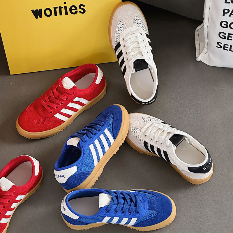 Vintage Genuine Leather German Training Shoes Women's 2025 Spring and Summer New All-match Sports Casual Shoes Clover with Forrest Gump Shoes Trendy