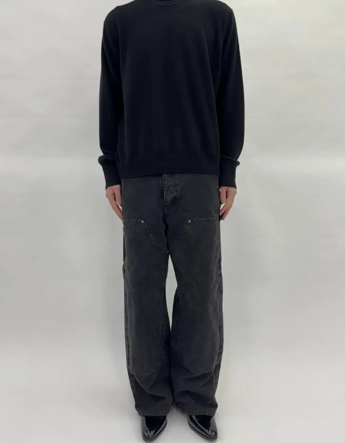Spot Vujade 010 drop4 washed double knee logging pants with damaged tassel cuffs Ken