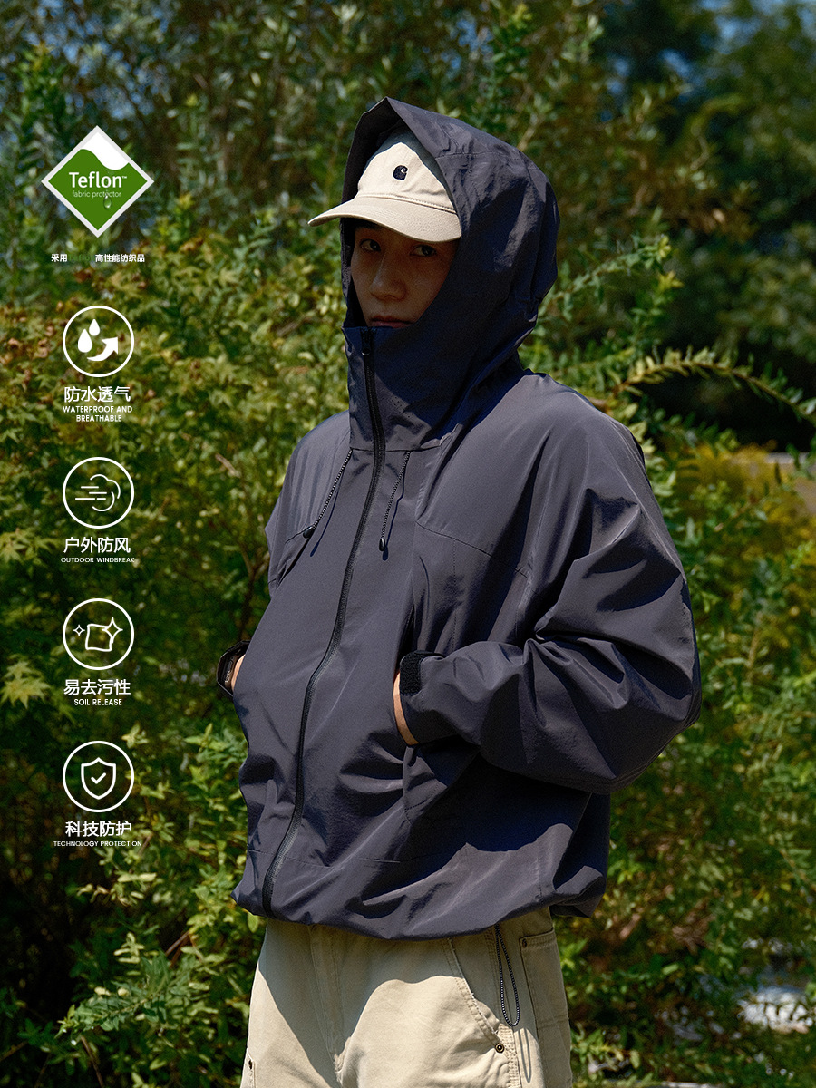 Trs Men's Clothing | 24Aw Japanese-Style Breathable Outdoor Hooded Fully Taped Seam Teflon Three-Proof Jacket for Men