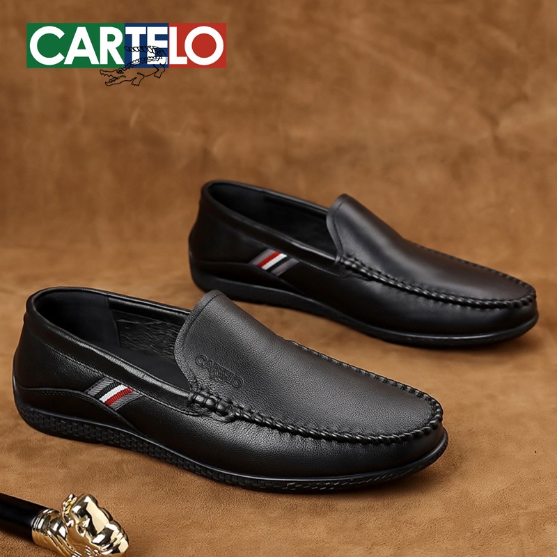 Cardile Crocodile Beanie Men's Shoes 2025 New Business Casual Leather Shoes Men's Genuine Leather Soft Sole Slip-On Shoes
