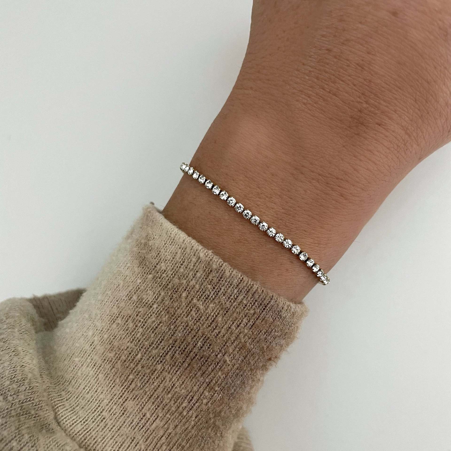 Dazan Ultra-Fine Tennis Chain Jewelry European and American Simple Retro Style 18K Real Gold Electroplated 2mm Stainless Steel Zircon Bracelet
