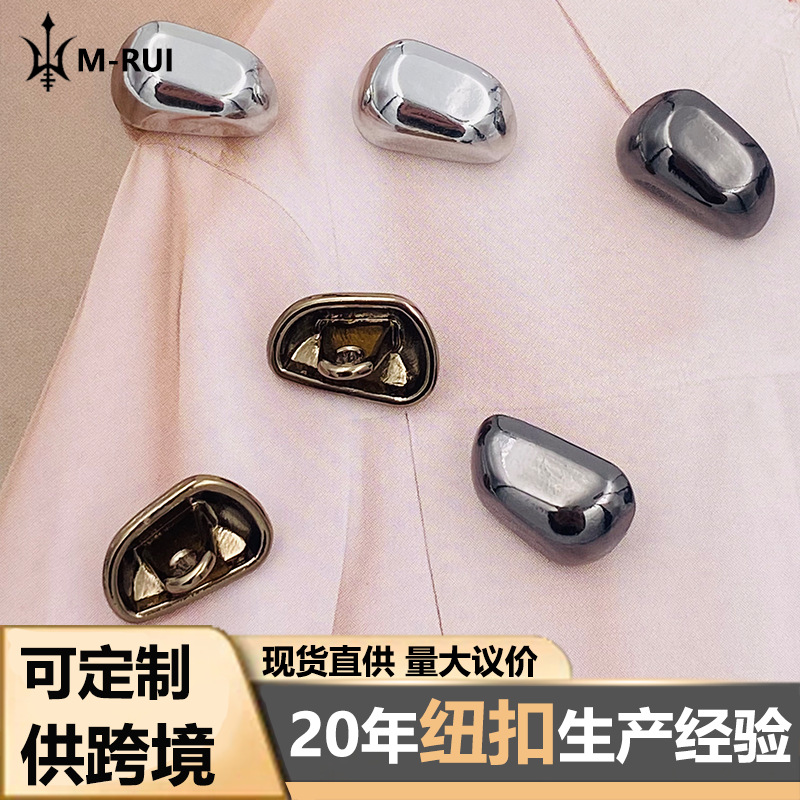 Vintage Simple Small Button Beveled Irregular Shirt Button Cardigan Sweater Jacket Decorative Alloy Button