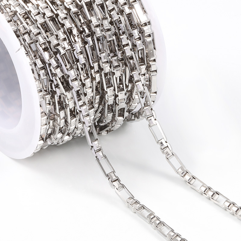 New stainless steel 3:1 square chain DIY necklace bracelet fashion accessories men's and women's trendy cool clothing decoration chain