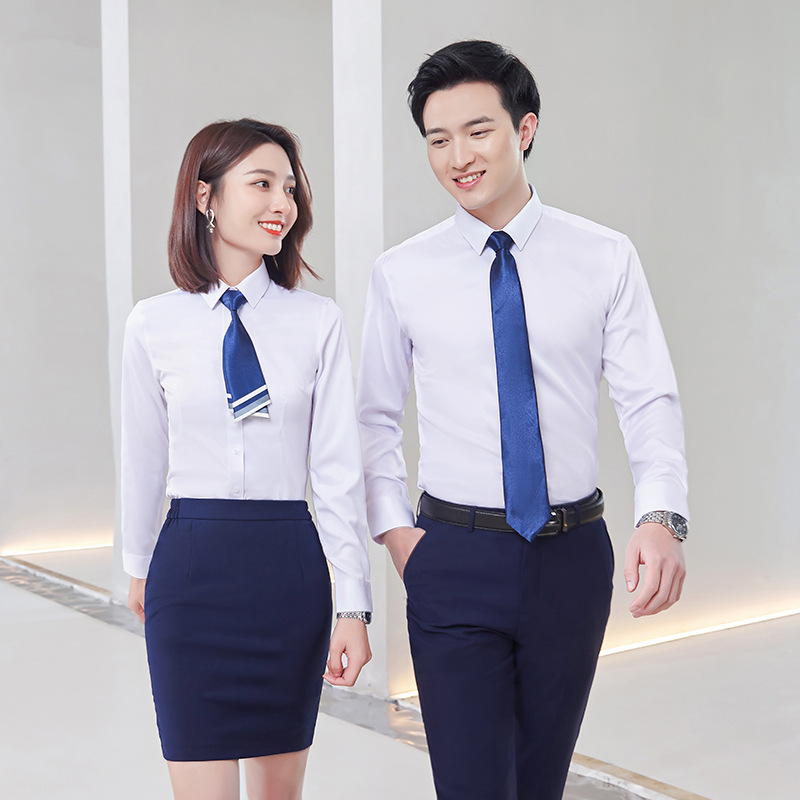 Men's and Women's Same Style Professional Shirt Women's Suit Solid Color Korean Style Slim-fit Slimming Business Autumn Long-sleeved Work Clothes Dress