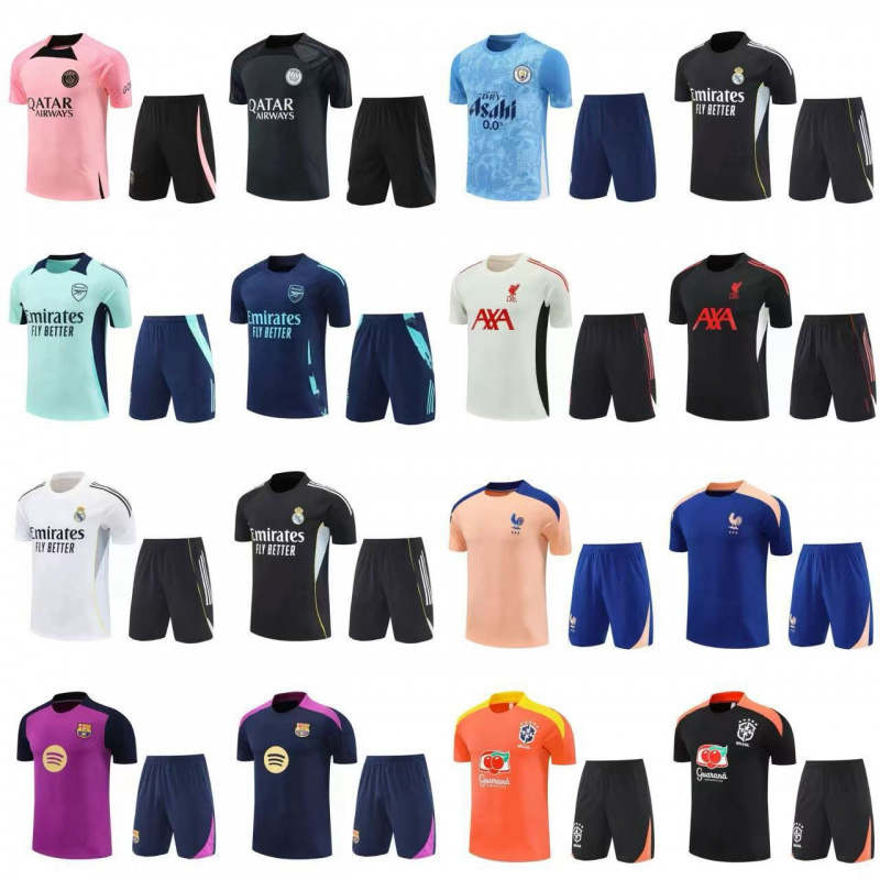 Wholesale Argentina Brazil France Real Madrid Barcelona Liverpool Training Jerseys Short-Sleeved Sports Training Suits