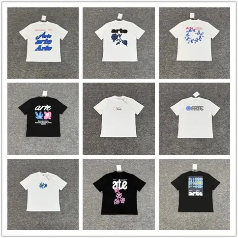 Cross-Border Export Arte New Letter Printed Round Neck Short-Sleeved T-Shirt Autumn and Winter Trendyy Loose Casual Tops for Men and Women