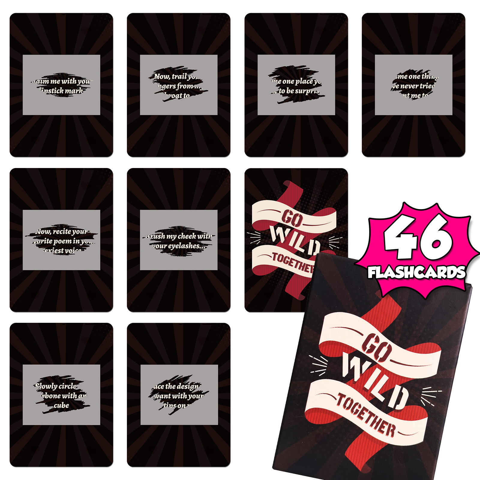 New 46-Piece Black Sex Couple Scratch-Off Cards, Exclusive Creative Interactive Flash Cards to Enhance Relationships