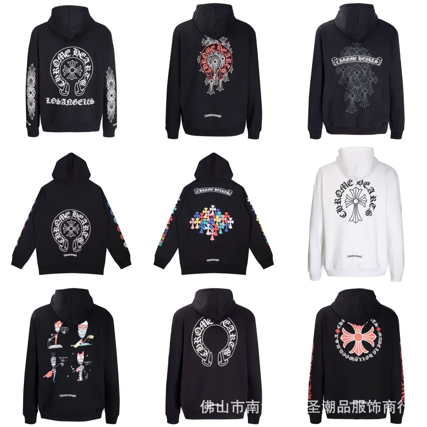 Cross-Border Trendy Brand Chrome Heart Popular Long-Sleeved T-Shirt Pure Cotton Men's and Women's Loose Ready-Made Wholesale