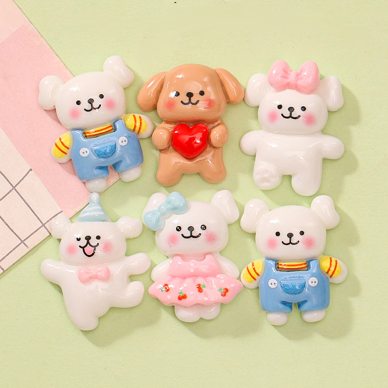 Cute Cartoon Line Puppy DIY Handmade Cream Glue Phone Case Keychain Hairpin Resin Jewelry Accessories