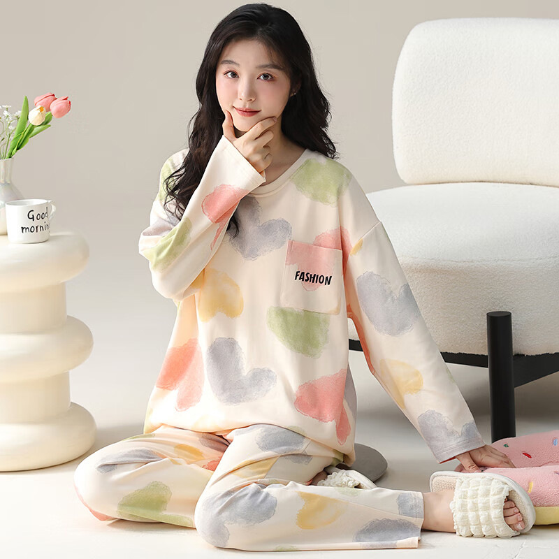 Direct Sale from the Manufacturer: Fresh and Sweet Style Pajamas for Women, Long-Sleeved and Long-Pants Casual Skin-Friendly Loungewear Set for Young Girls, Winter