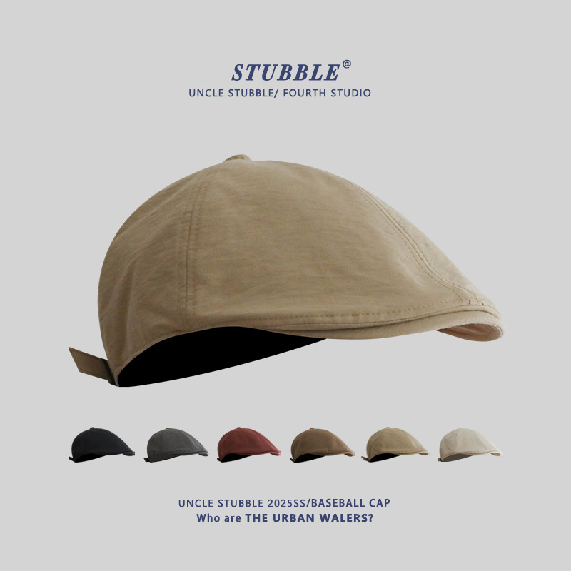Summer Thin Progressive Cap Men's and Women's Japanese Style Solid Color All-match Cap British Style Paintsmen's Cap Face Show Small Newsboy Cap