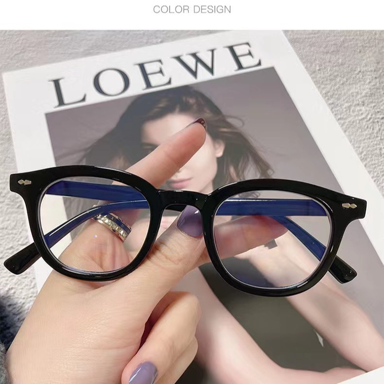Round Frame Anti-Blue Light Glasses Women's Small Frame Small Face Cross-border Flat Glasses Men's Little Red Riding Book Students Artistic Myopia Frame