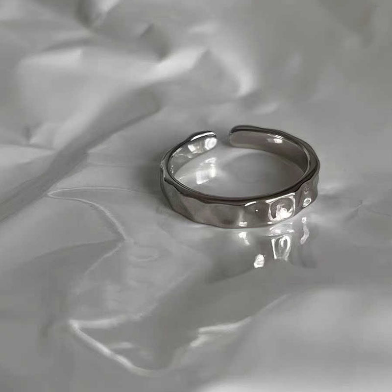Korean-Style Pleated Ring for Women, Unique Retro Open Ring for Single Men, Fashionable Geometric Stackable Index Finger Ring