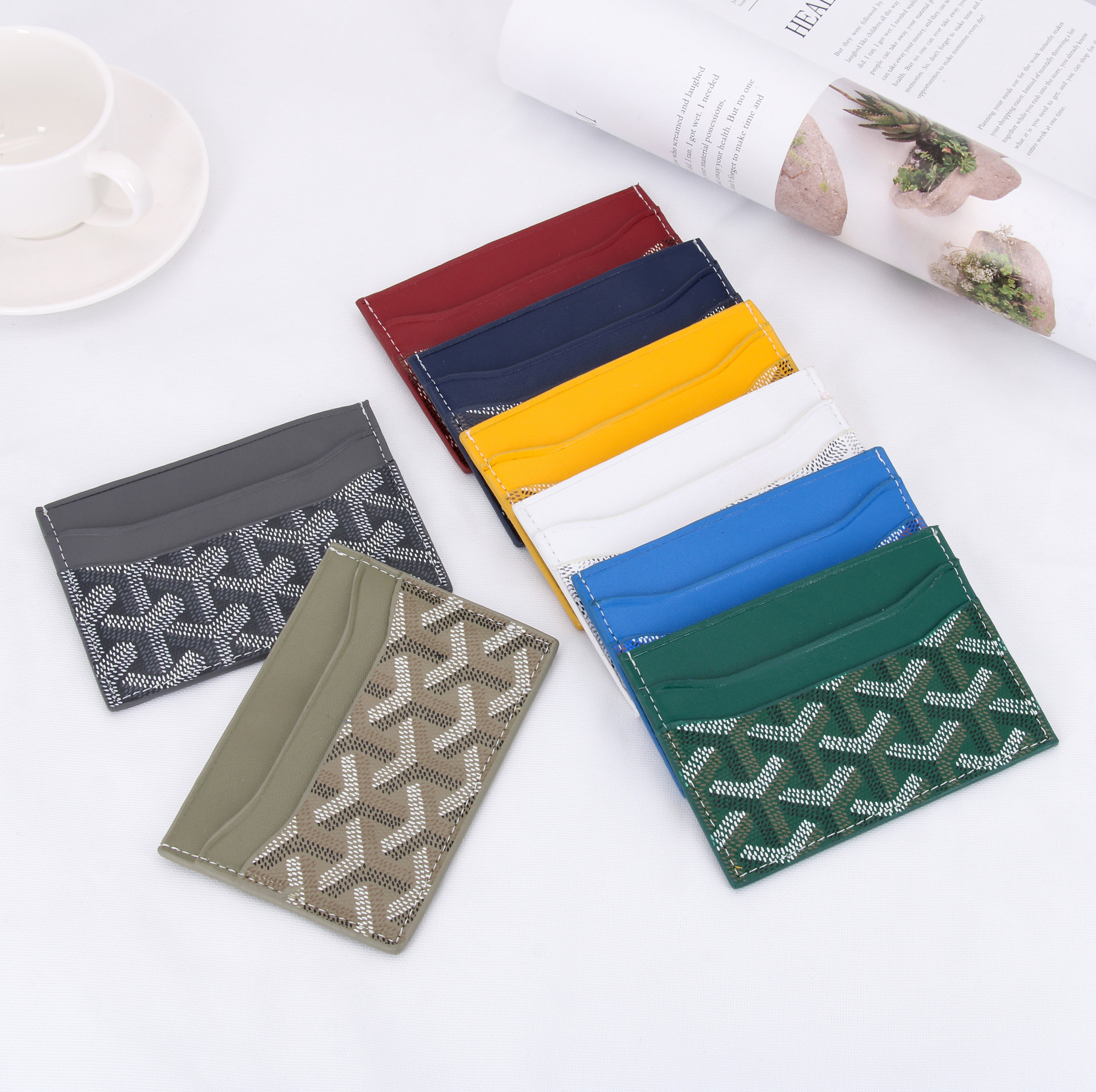 in stock 2025 new goyard men's and women's credit card coin purse dog tooth card holder card set elegant card holder cross-border