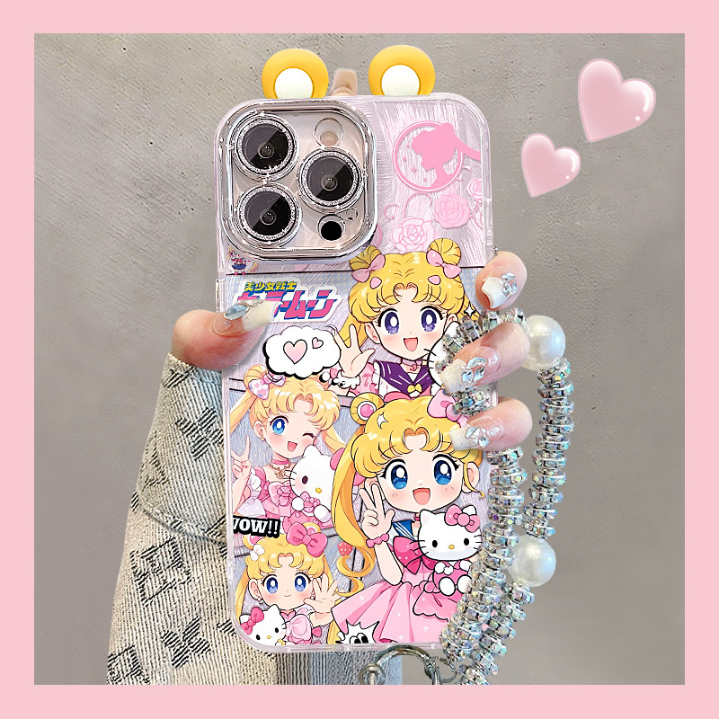 Sailor Moon Bracelet Suitable for Apple 16E Feather Yarn Mobile Phone Case 15Promax Cute Cartoon 14/13