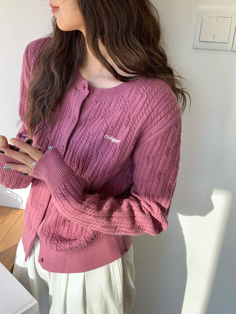 Clothes Paradise Vintage Twist Embroidered Knitted Cardigan Women's Spring New Korean-style College-style Short Knitted Top for Women