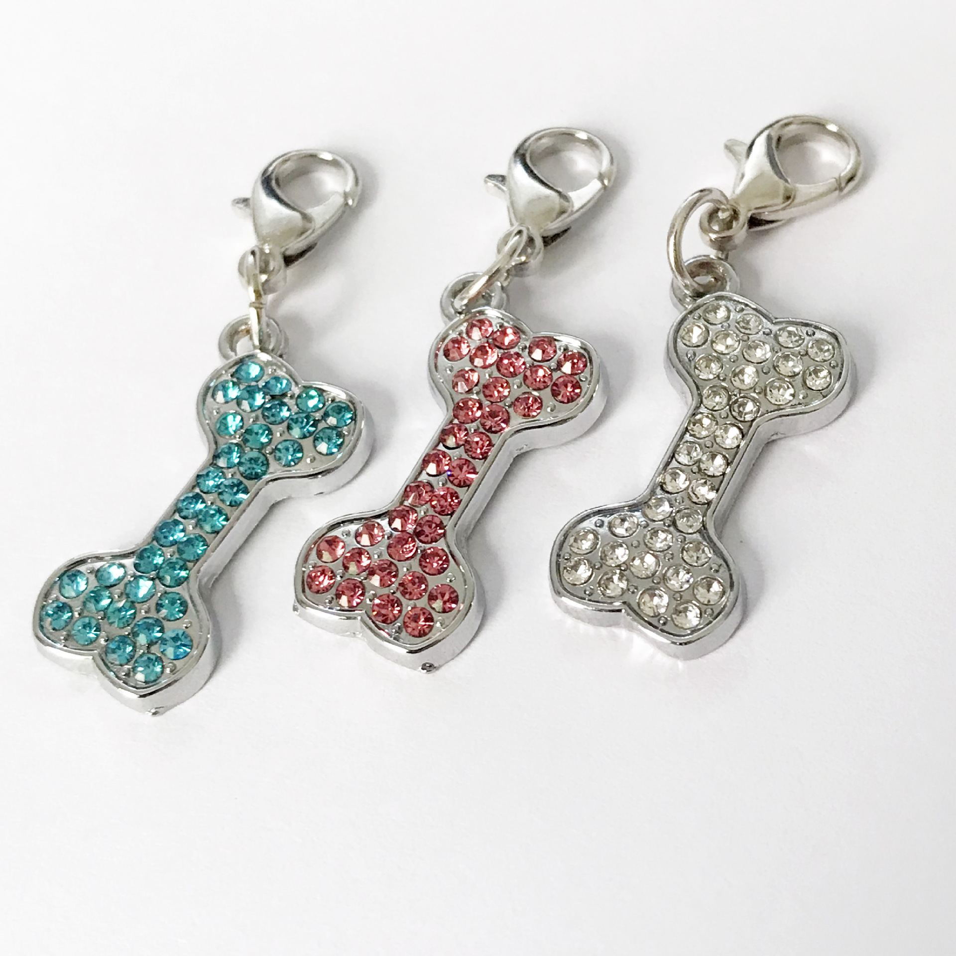 Diamond-Encrusted Dog Bone Dog Tag Pendant Pet Collar Accessory Laser Engraving Anti-Lost Identity Tag Nameplate Diamond Ornament