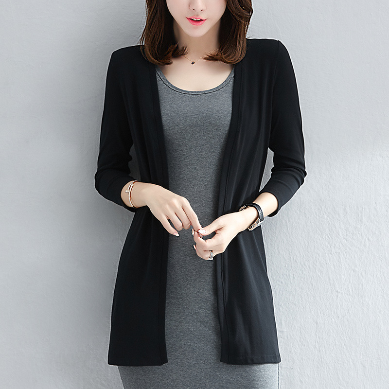 Spring and Autumn Korean Style Knitwear Mid-length Cardigan Women's Thin Air-conditioning Shirt Shawl Jacket Loose Large Size Fashionable Outer Wear