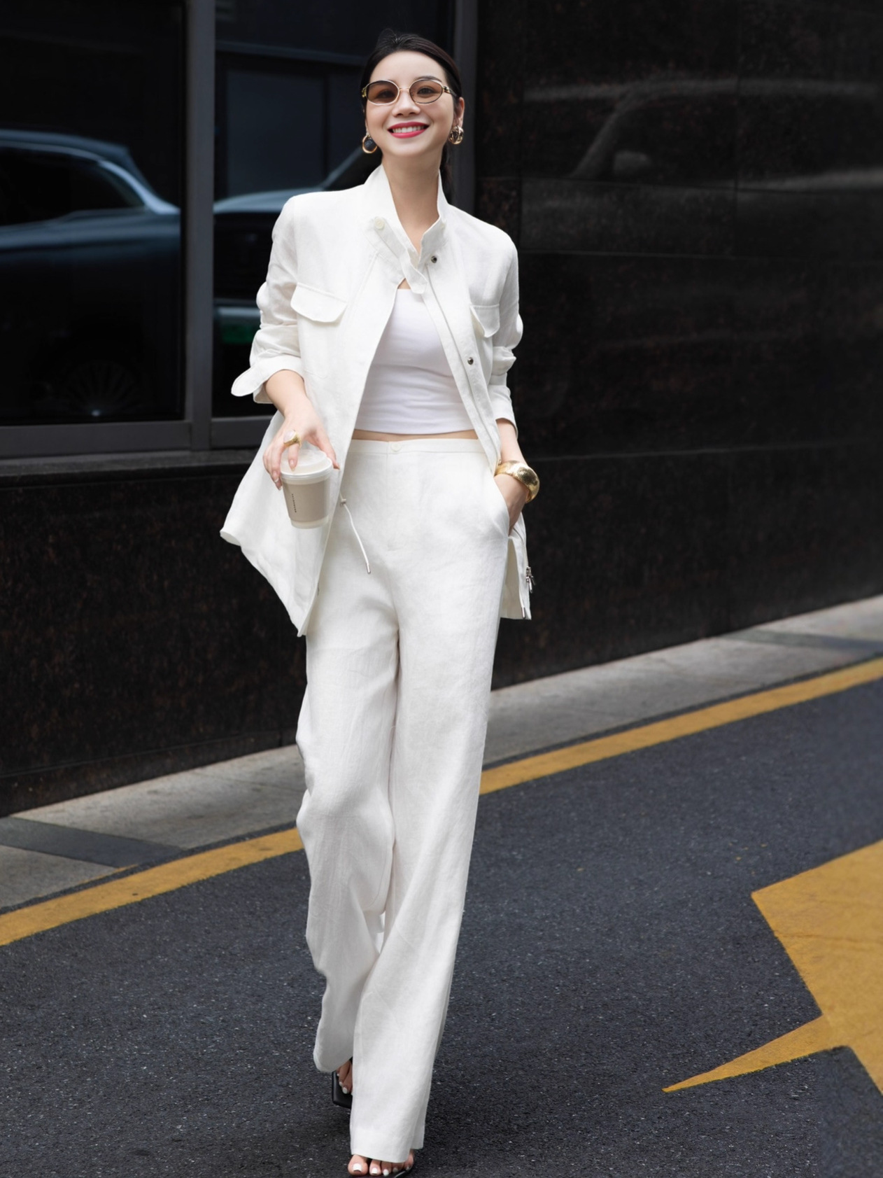 Nanyou 2026 Spring High-End Elegant Linen Suit for Women, Old Money Style Textured Workwear Shirt and Long Pants Two-Piece Set