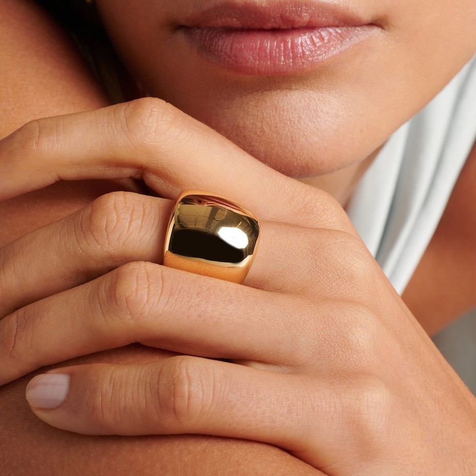 European and American Cross-Border 18K Glossy Wide Ring with Simple Design, No. 6/7/8 Square Geometric Ring, Exaggerated Decorative Ring