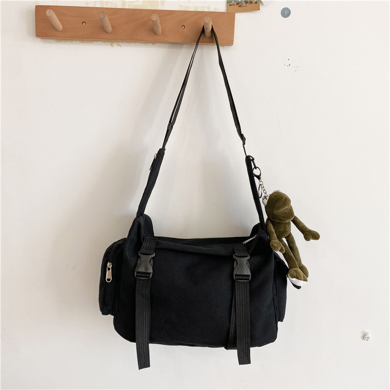Japanese Style Harajuku Large-Capacity Canvas Bag Girl Crossbody Bag Trendy Student Simple Work Bag Casual Versatile Shoulder Bag