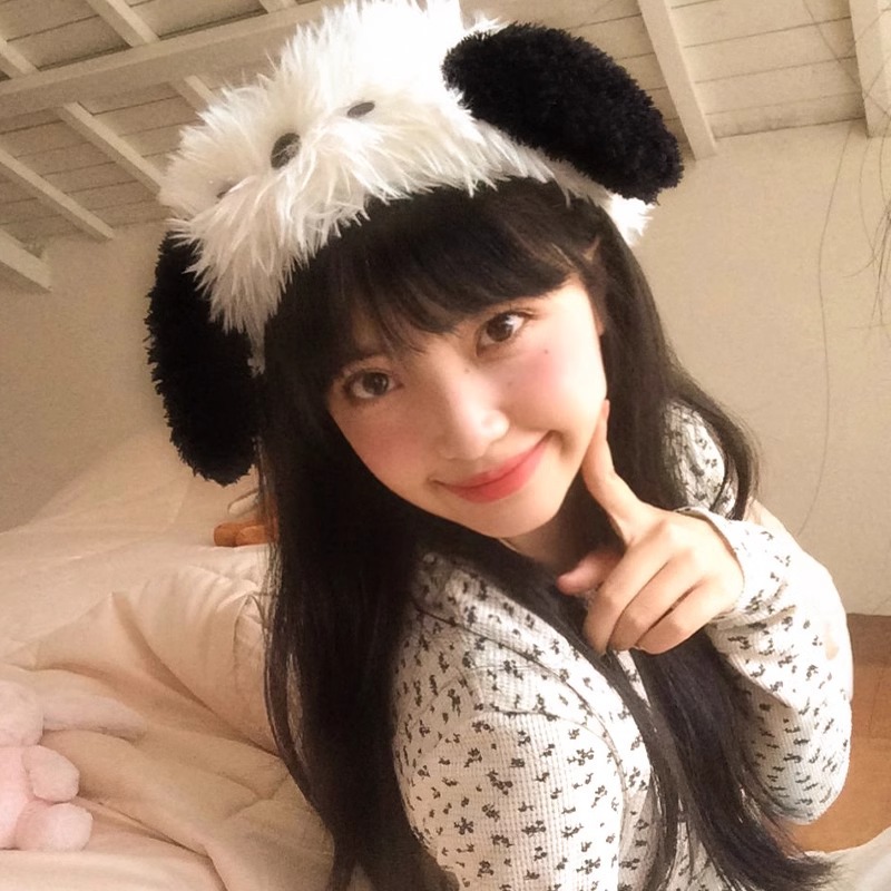 Cute plush puppy ear headband female facial mask face wash makeup special headband funny autumn and winter hair accessories headdress