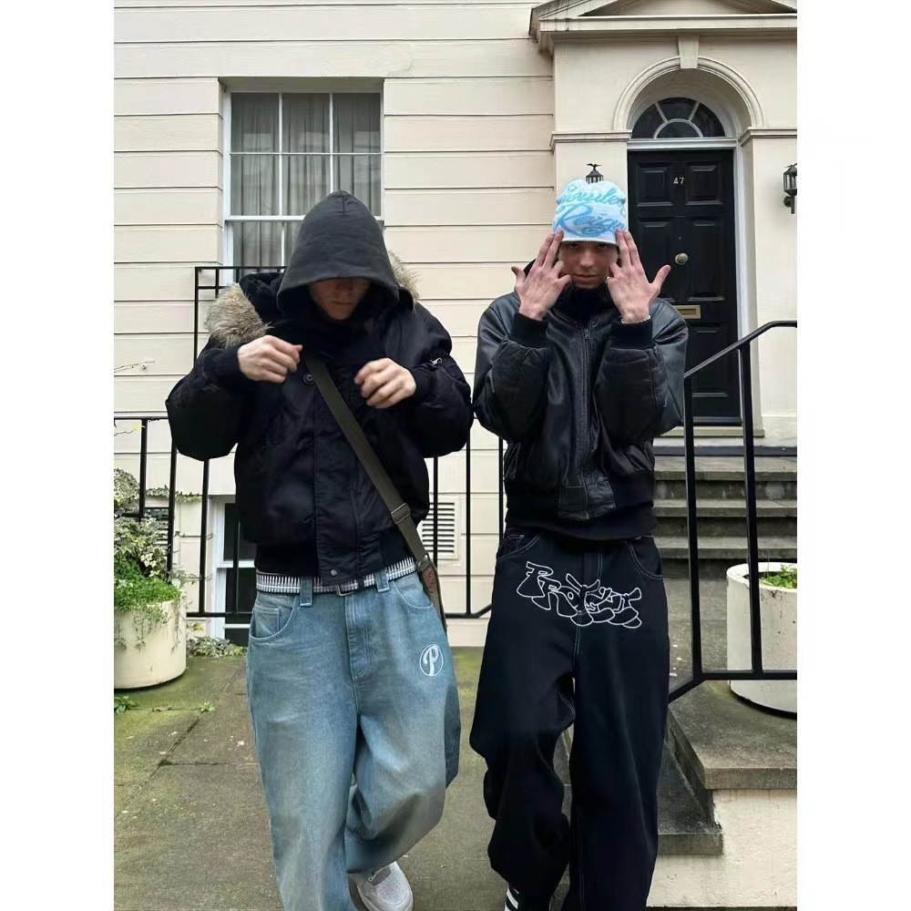 Cross-Border E-Commerce American Street Pants Baggy Casual Jeans Men's Retro Hip-Hop Trendyy High-Waisted Jeans