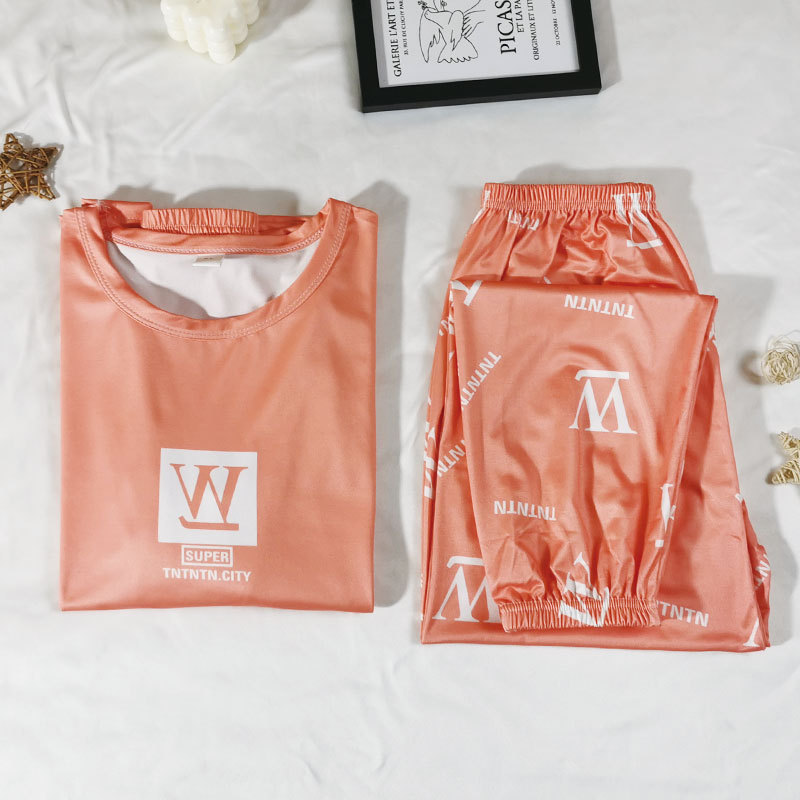 Tiktok Live-Streamed Women's Round-Neck Pajamas That Can Be Worn Outside, Autumn Simple Casual Style Women's Long-Sleeve Loungewear Casual Set