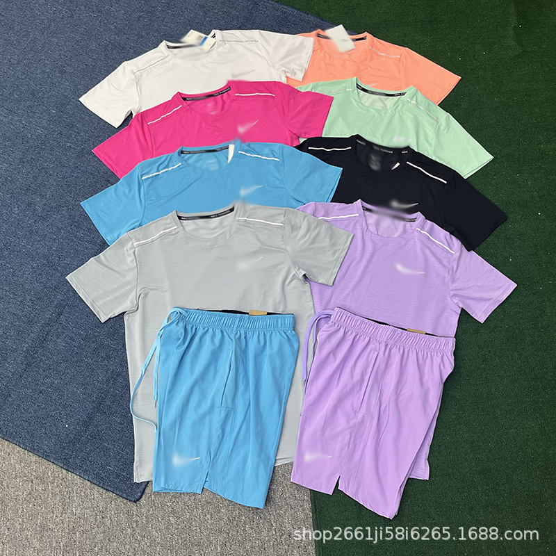 New Summer Sports Quick-Drying Sports T-Shirt Casual Suit Track and Field Training Men's and Women's Short-Sleeved Suit Running Fitness