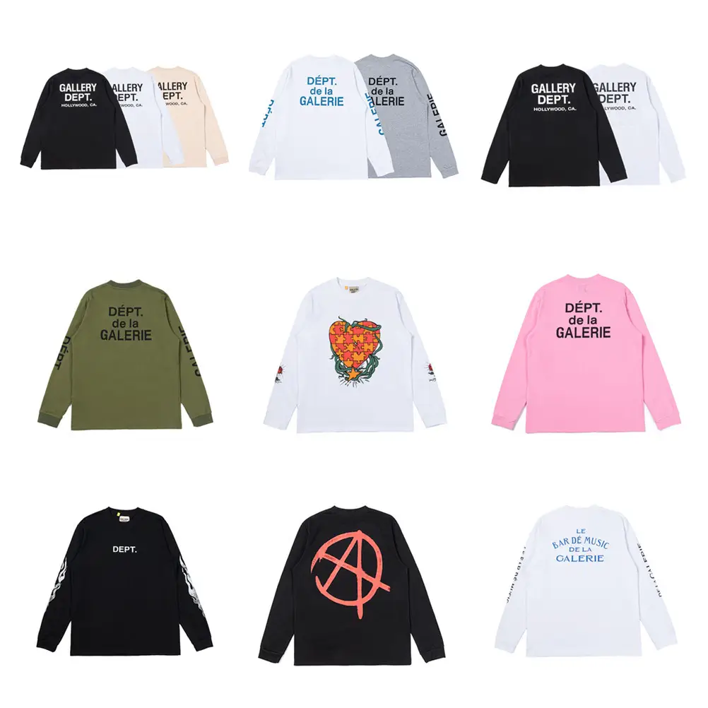 24S Cross-Border European and American Trbottomy Brand Gula Dept Heart Letter Slogan Long-Sleeved T-Shirt for Men and Women High Street Bottoming Shirt