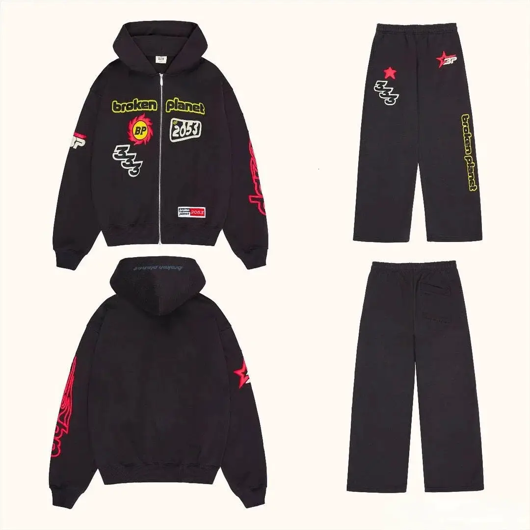 Broken Planet ZIP UP street sweatshirt loose sportswear hip-hop skateboarding suit