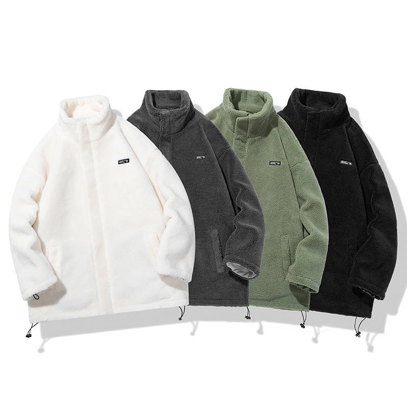 Artistic Men's Lamb Wool Coat Men's Autumn and Winter Korean-style Students All-match Two-sided Wear Hong Kong Style Fashion Brand Couple's Cotton Clothes