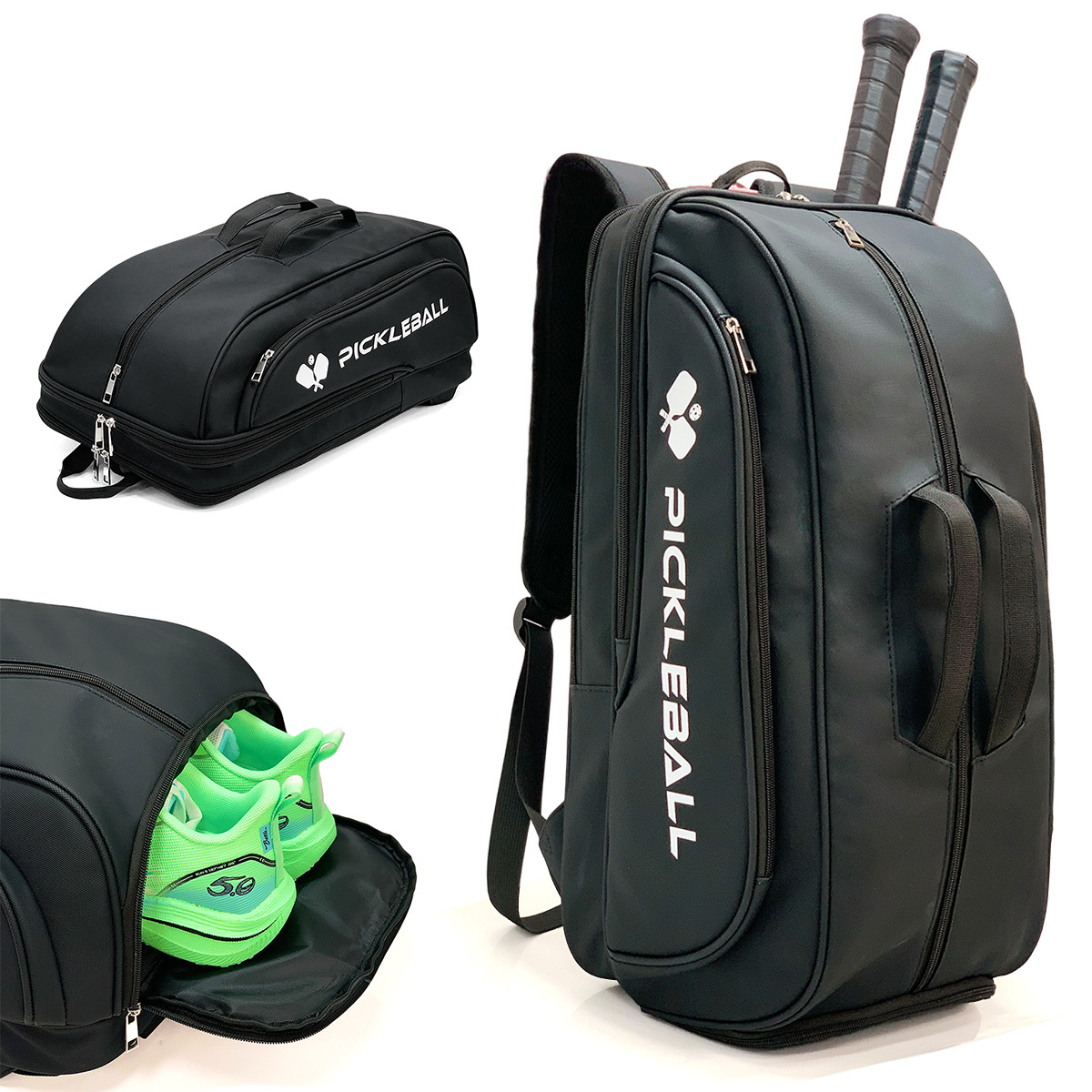 Cross-border New Nylon Waterproof Large Capacity Tennis Racket Bag with Shoe Bin Peak Racket Bag Badminton Racket Sports Bag