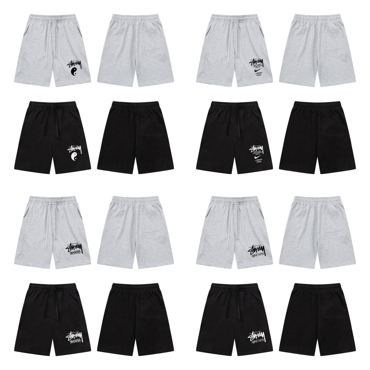 Cross-Border Trendy Brand Stu Stussy Logo Printed High-Quality Double Yarn Pure Cotton Casual Shorts Collection Unisex Style