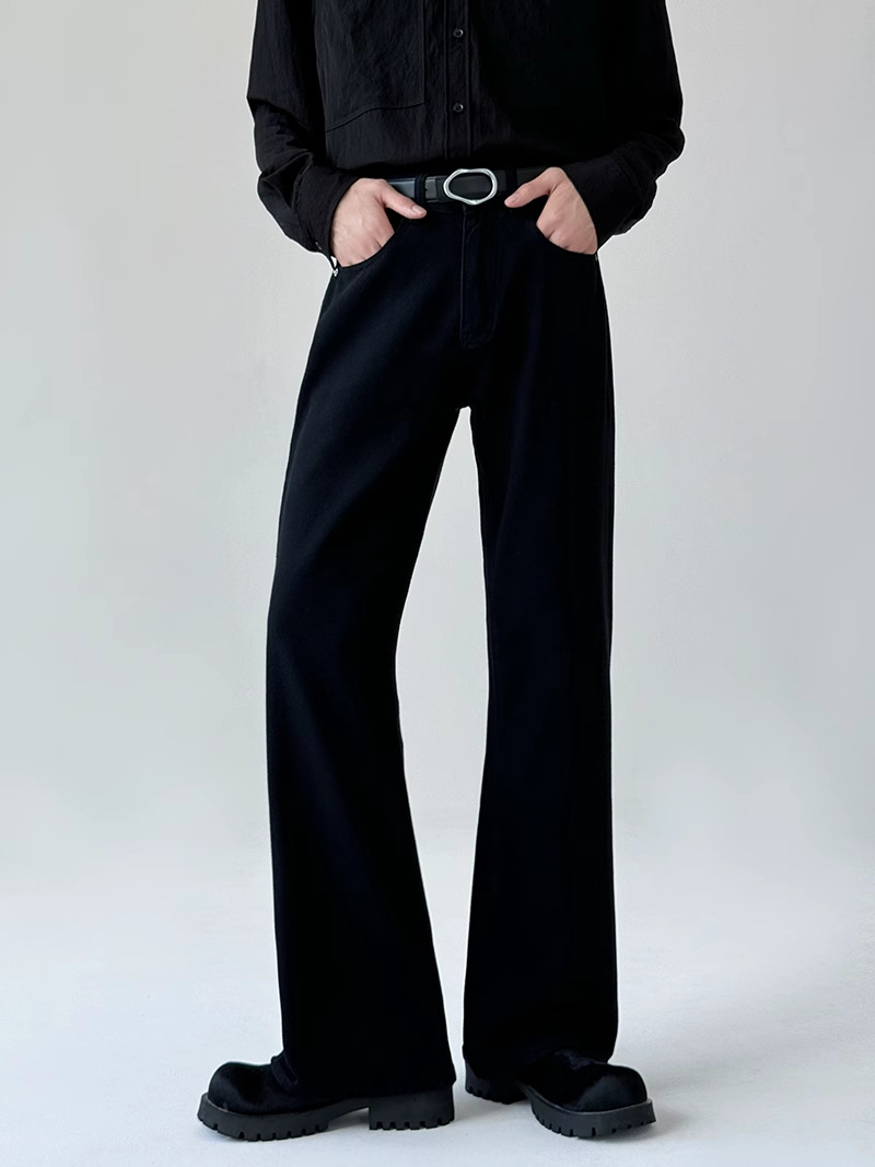 American-style High Street cleanfit Solid Color Casual Jeans Men's Trendy Ins Slim-looking Stacking Straight Slight Pants