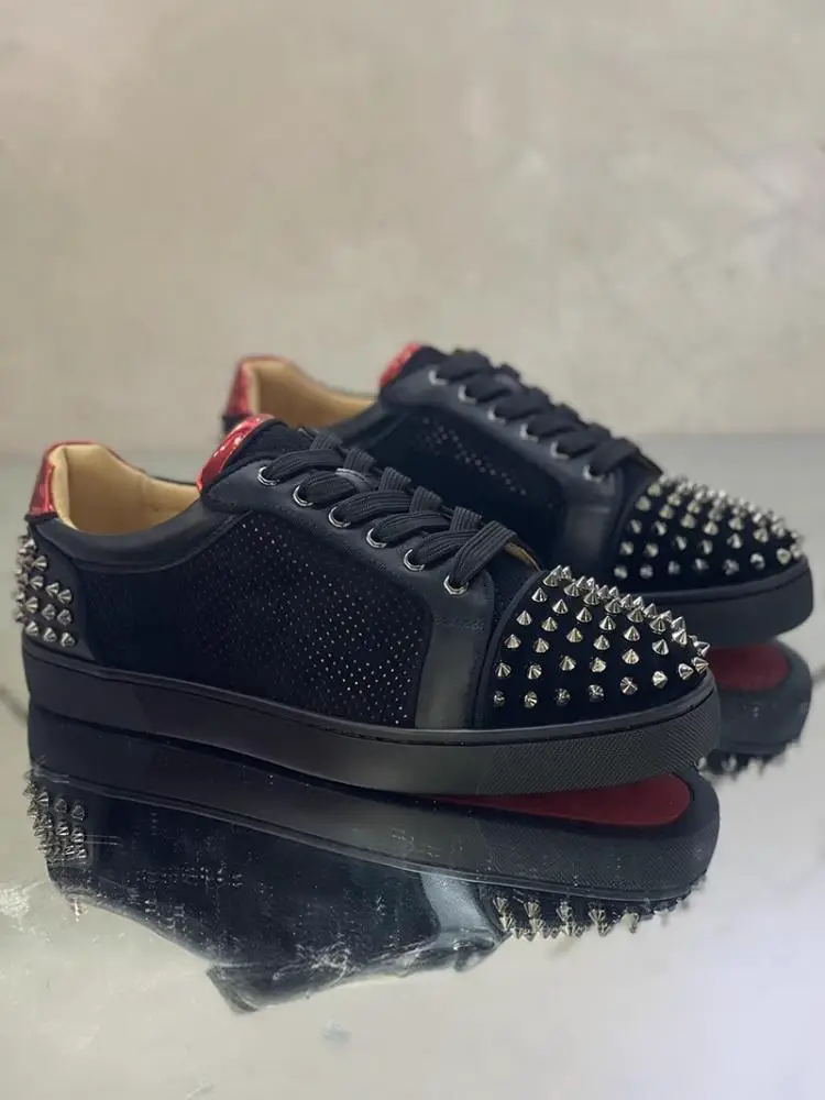 13-Year-Old Store Cl Ciaga Low Ankle Men's Shoes Cowhide Casual Women's Black Head and Tail Rivet Sports Sneakers Fashion Trendy