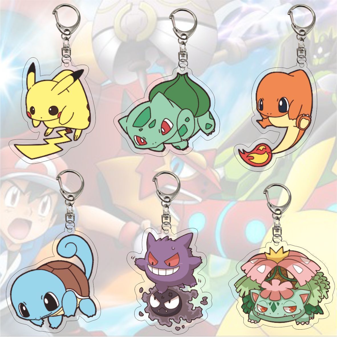 Pokemon Acrylic Pendant Pikachu Surrounding Pokemon Keychain Pokemon Cartoon Surrounding