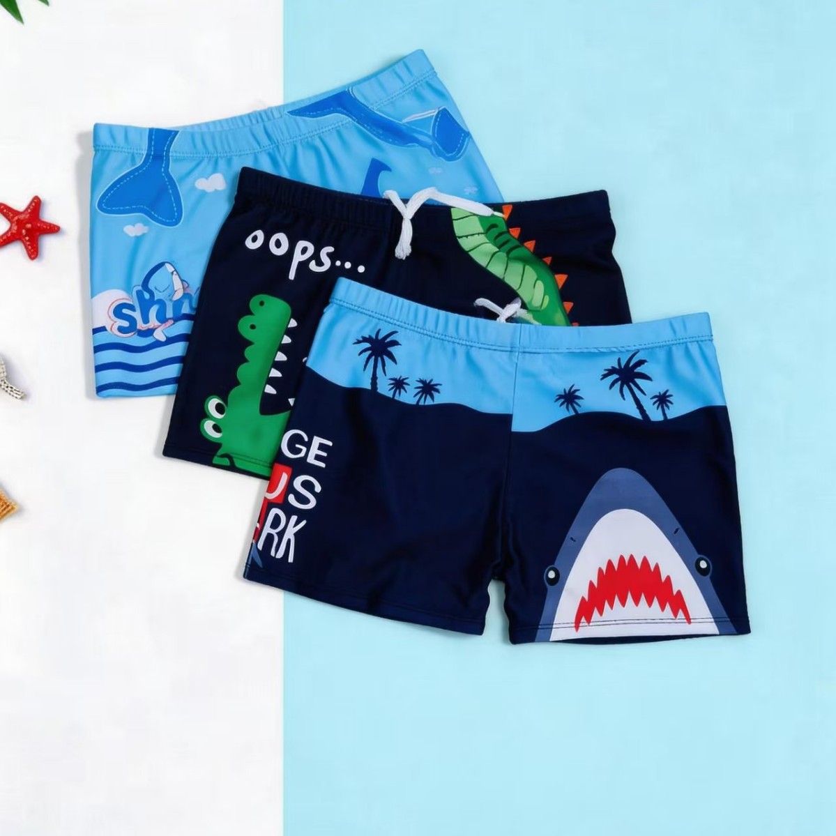 New Children's Swimsuits Clearance Sale Cartoon Swimwear for Boys and Girls Polyester Good Fabric Hot Spring Wholesale Swim Trunks Factory Direct Sale