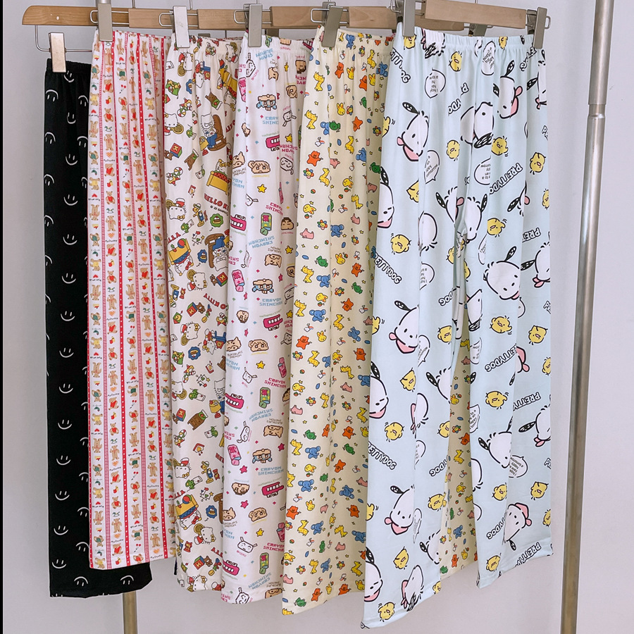 Walking Pants Cartoon Pajama Pants Women's Spring and Autumn New Home Cotton Loose Comfortable Casual Summer Air Conditioning Anti-mosquito Trousers