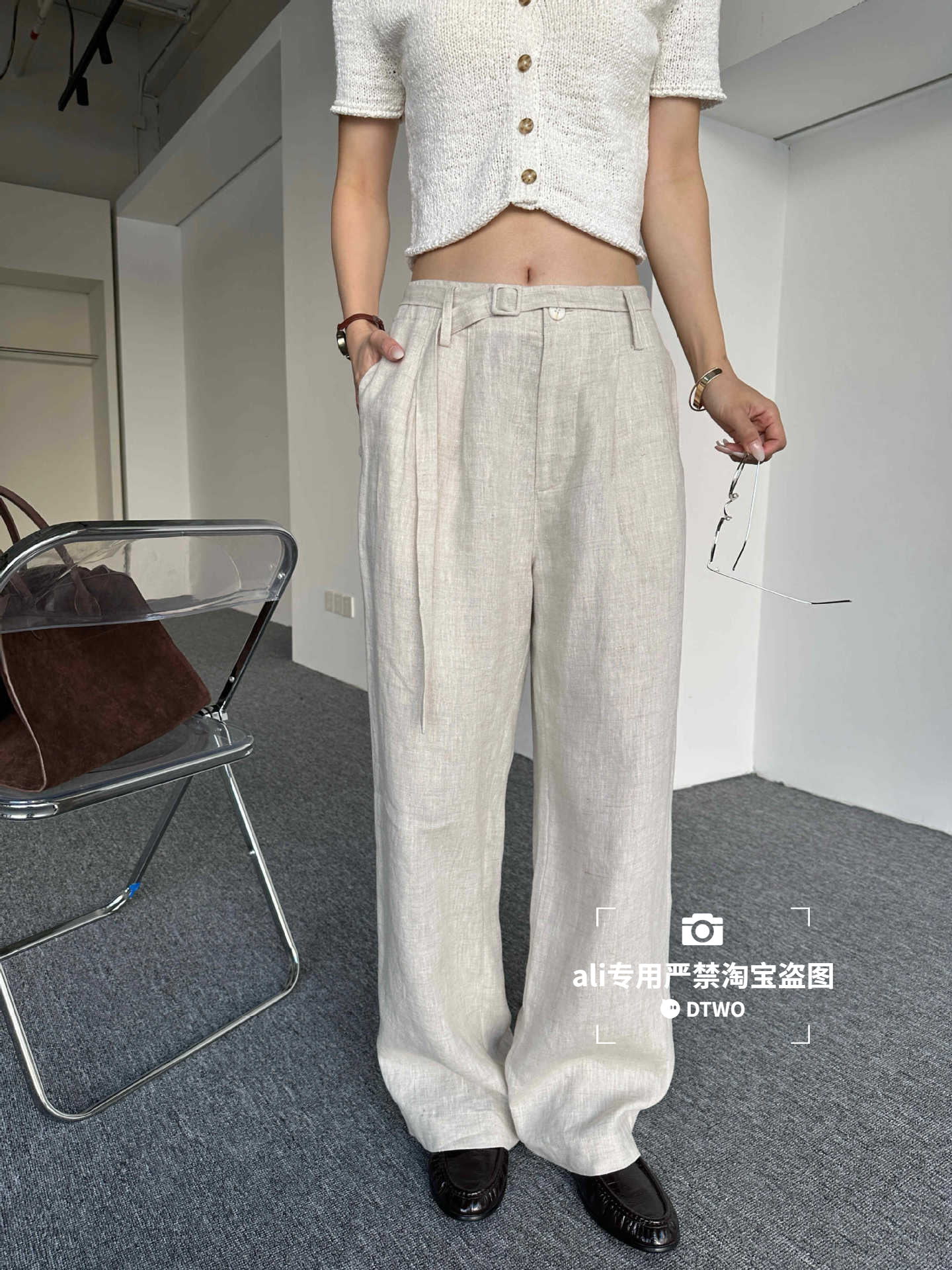 Dtwo Spring and Summer New Original Design Women's Clothing Wholesale Summer Lightweight Linen Casual Pants 6105226