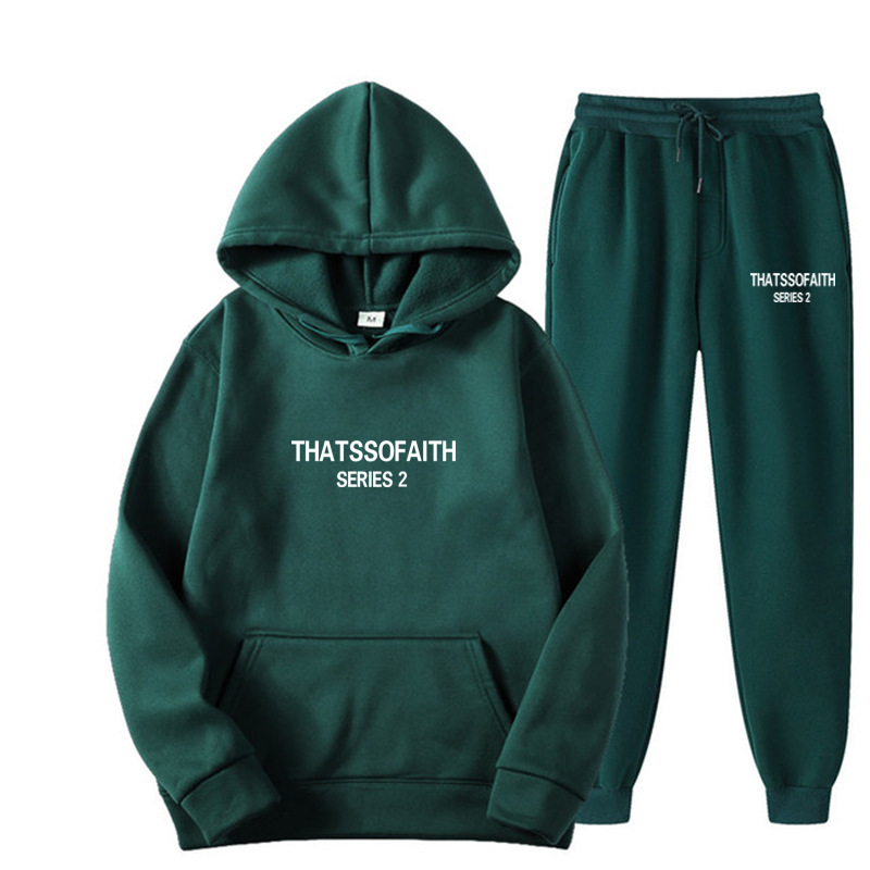 International Cross-Border Hot-Selling Sweatshirt and Sweatpants Two-Piece Set for Men and Women Casual Velvet Hoodie Suit Foreign Trade Wholesale Men