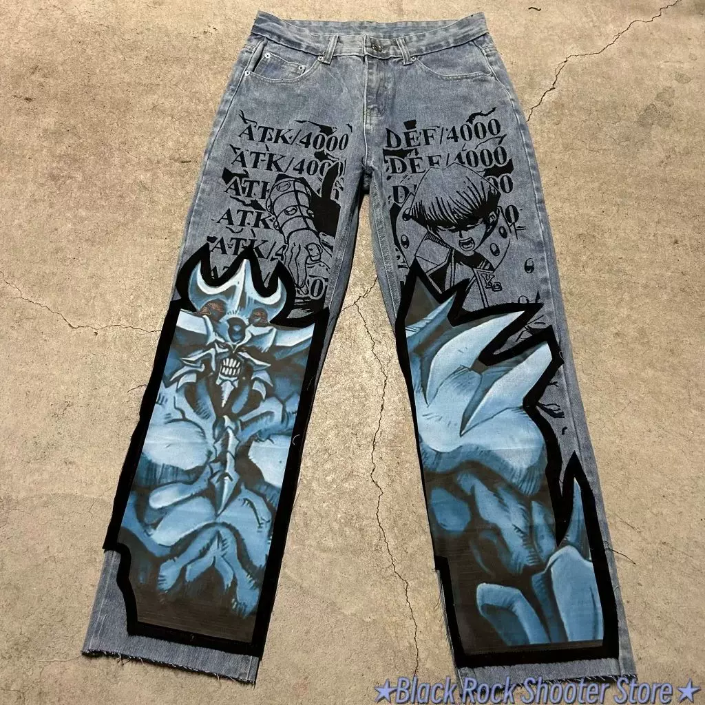 Harajuku high set y2k baggy jeans vintage wide leg denim pan