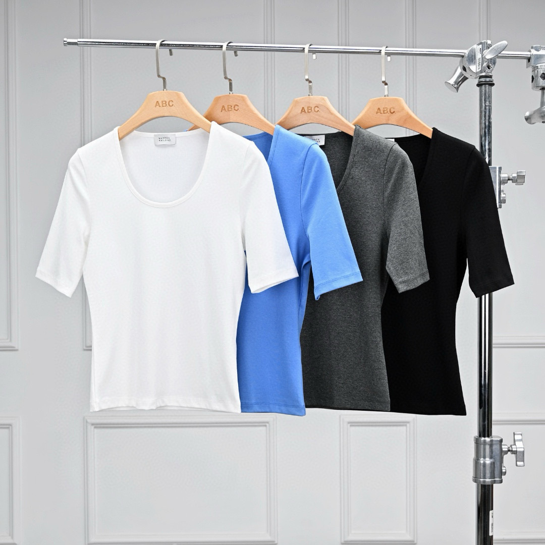 Warren Hailong U-Neck Short-Sleeve Slim-Fit Cotton Casual Everyday Versatile Women's Top, E-Commerce Hot-Selling Item, Available in Multiple Colors