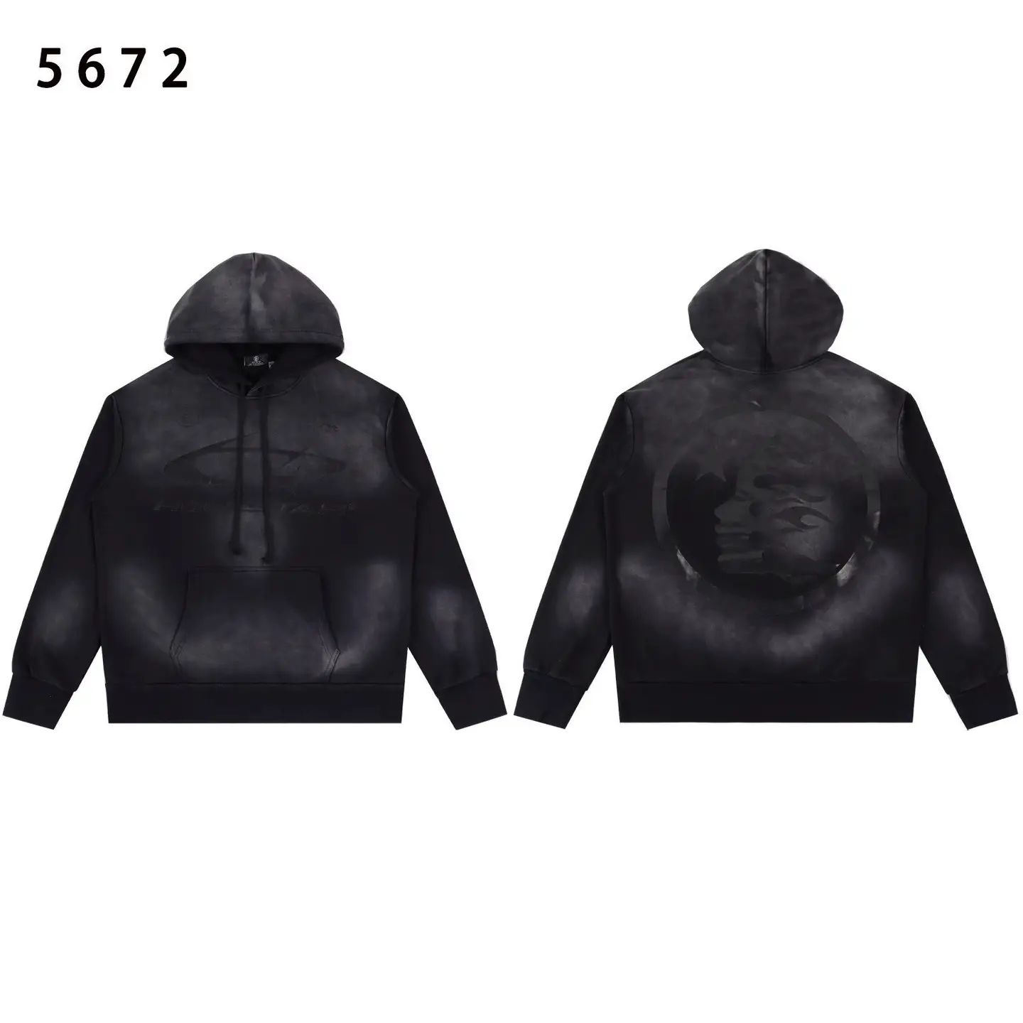 Trendy Ins-Style Hell Star Washed Vintage Measurement Goddess Print High Street Loose Casual Hooded Sweatshirt