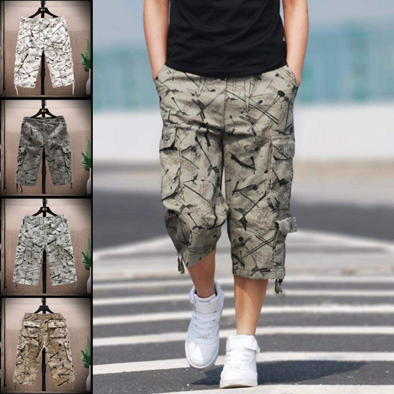 Multi-Pocket Workwear Casual Shorts Trendy Brand Cropped Pants Fan Color Plus Large Size Fatty Men's Pants