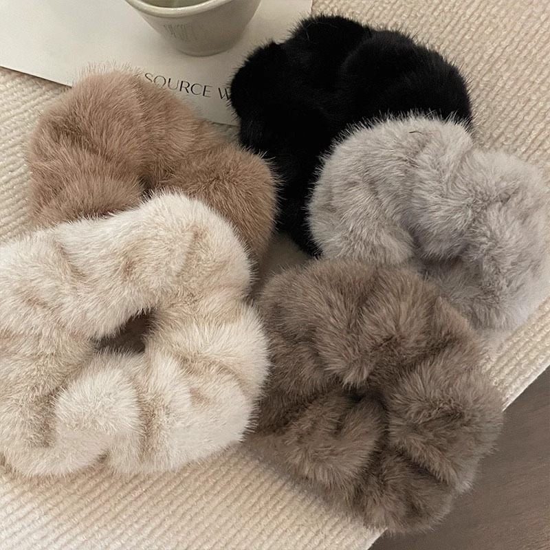 Autumn and Winter New Korean Style Colorectal Hair Ring Retro Imitation Mink Hair Rope High-end Rubber Band Women's Hair Rope Headwear