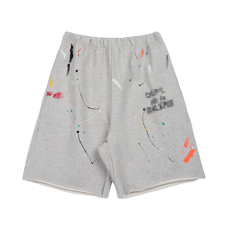 Hand-Painted Ink Letter Logo Printed Shorts