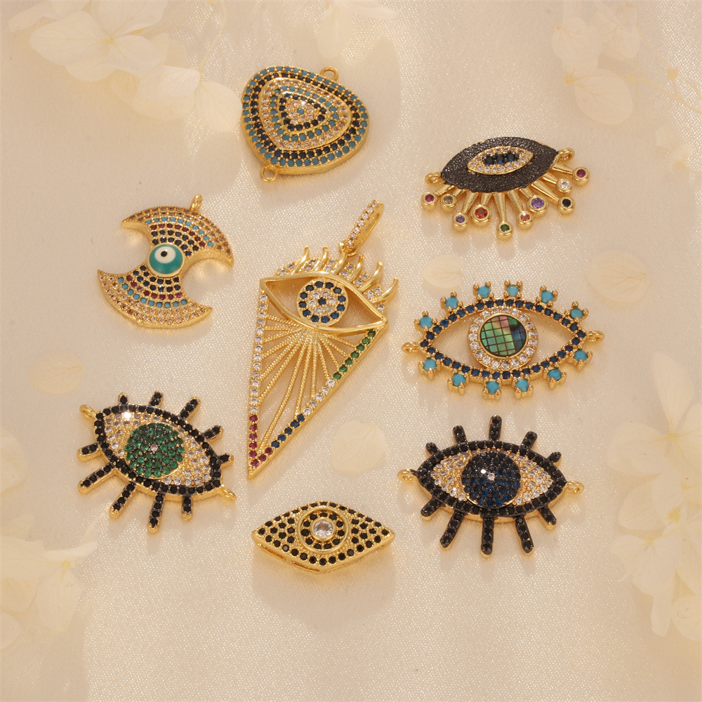 Gold-plated Two-color Electroplating Devil's Eye Series Hollow Color Zircon Shell Inlaid Double Buckle Necklace Bracelet Accessories